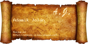 Adamik Jolán névjegykártya