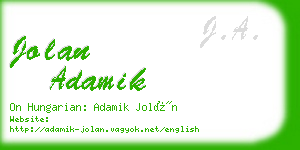 jolan adamik business card